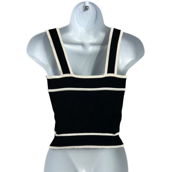 Sweater Tank Top Sz Small Black White Sleeveless Blouse Ribbed Sweater - Picture 7 of 7